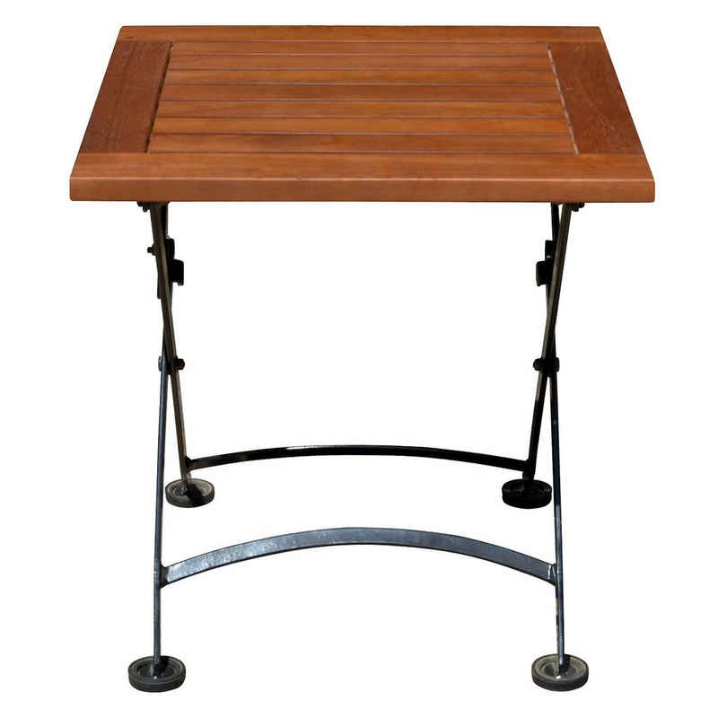 Spetebo Gartentisch Holz Klapptisch mit Metall Gestell 45 cm (Packung, 1-St., Tisch Klappbar), Beistelltisch Gartentisch Dekotisch