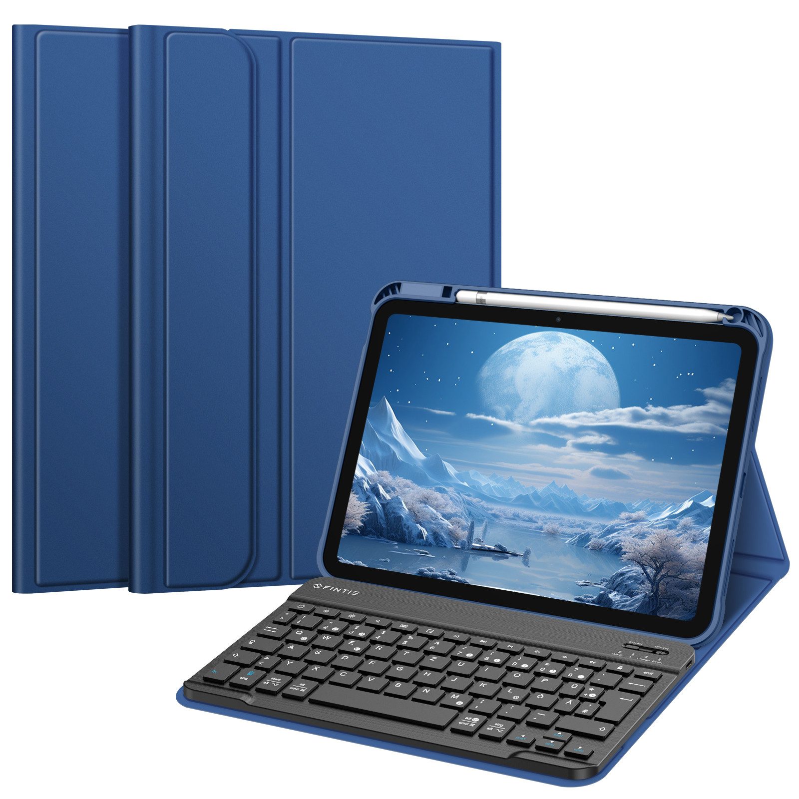 Fintie für iPad 11. Generation 11" 2025(A16), iPad 10. Generation 2022 10.9" Apple-Tastatur (Case mit Pencil Halter, magnetisch Abnehmbarer Tastatur(QWERTZ Layout)