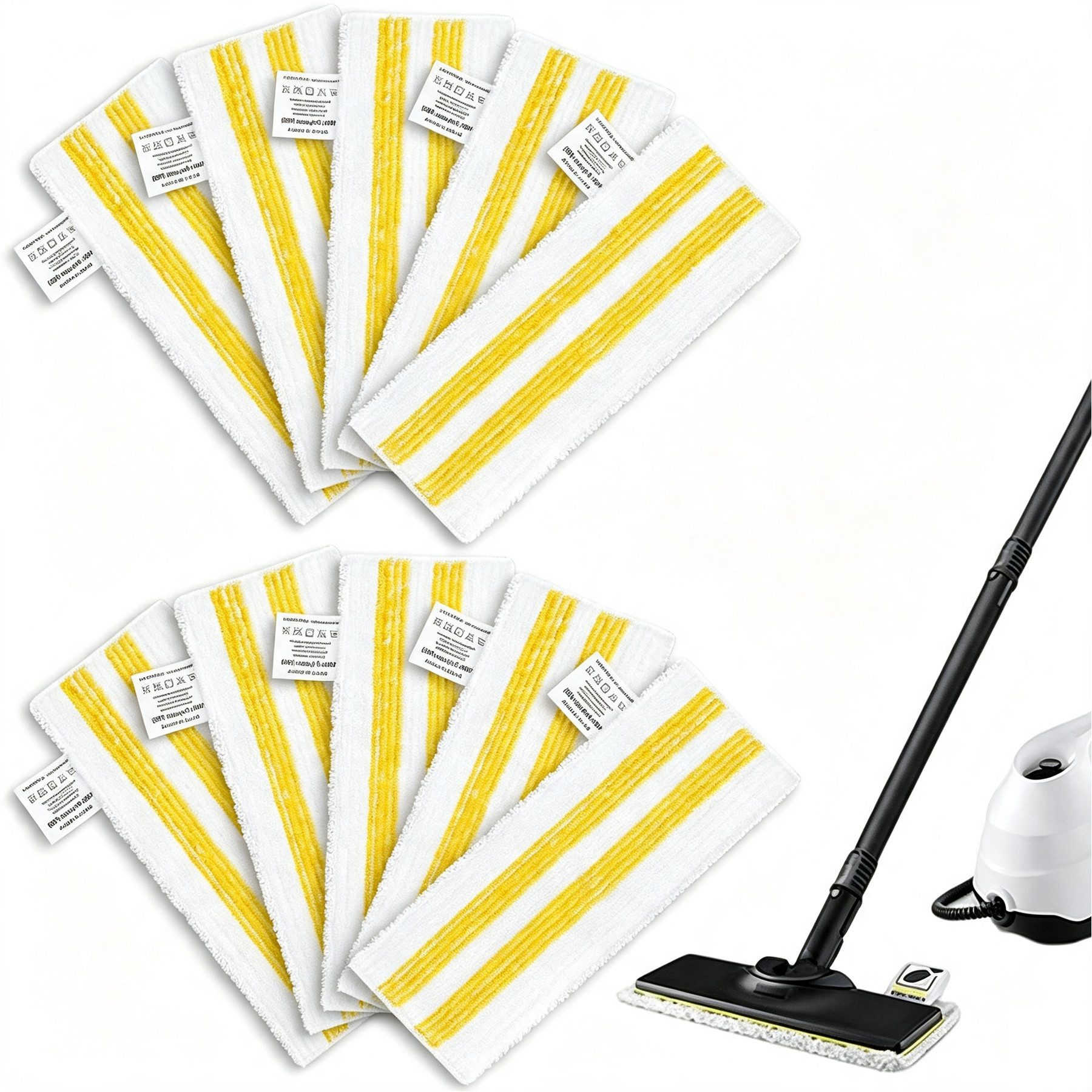 Mutig 10 Stück für Kärcher Dampfreiniger Easyfix SC 1, SC 2, SC 3 Wischbezug (Wischmopp Ersatzbezug Set für Kärcher Dampfreiniger EasyFix SC 4, SC 5, 10-tlg., Bodendüse Mikrofaser Mop Zubehör, Großverpackung, 34,5 × 13,5 cm) von Mutig