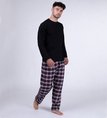 Moonline Pyjama Herren Schlafanzug mit Flanellhose