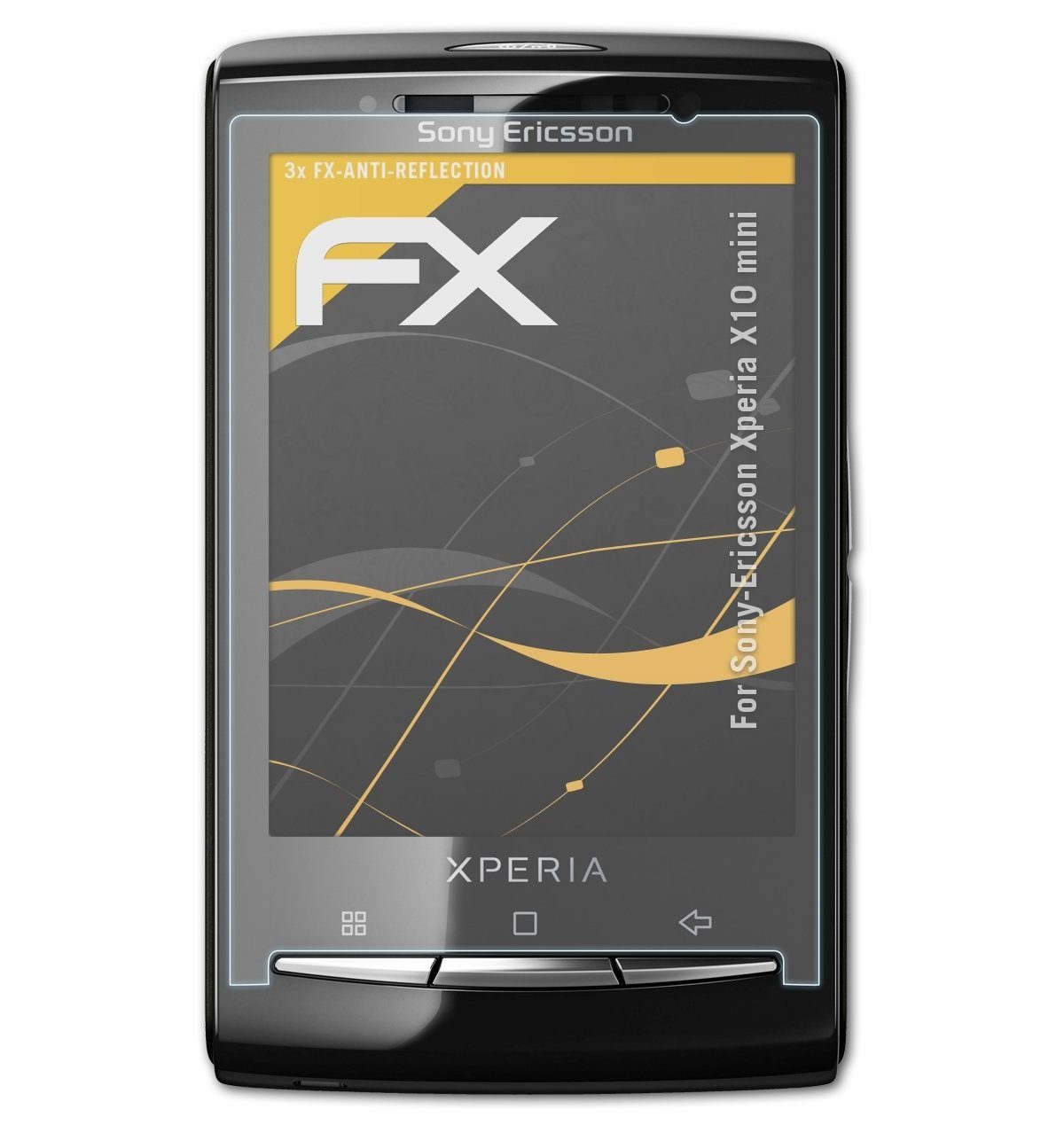 atFoliX Schutzfolie für Sony-Ericsson Xperia X10 mini, (3 Folien),  Entspiegelnd und stoßdämpfend
