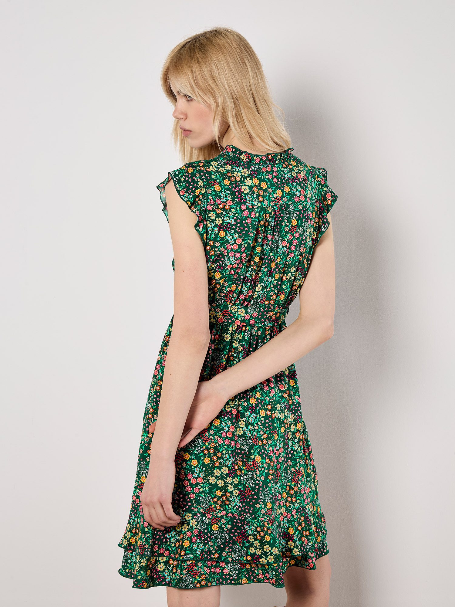Apricot Druckkleid Geblümtes Minikleid (2-tlg) mit Rüschen – Bild 4 von 4