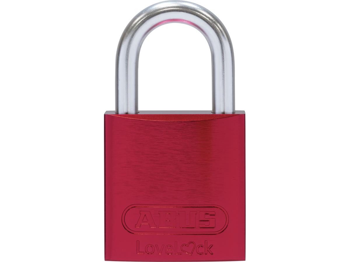 ABUS Vorhängeschloss 72LL/40 rot, Zur Anbringung an Brücken oder Zäunen als Zeichen für die Liebe!