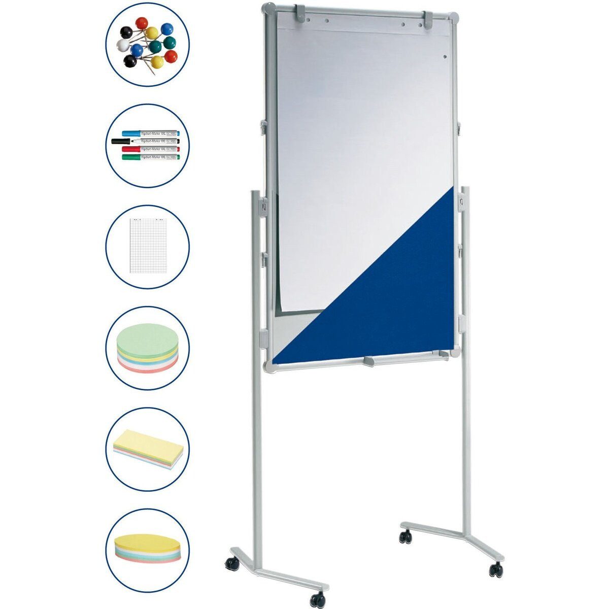 MAUL Standtafel Moderationstafel professionell 120x75cm Set Textil/Whiteboard