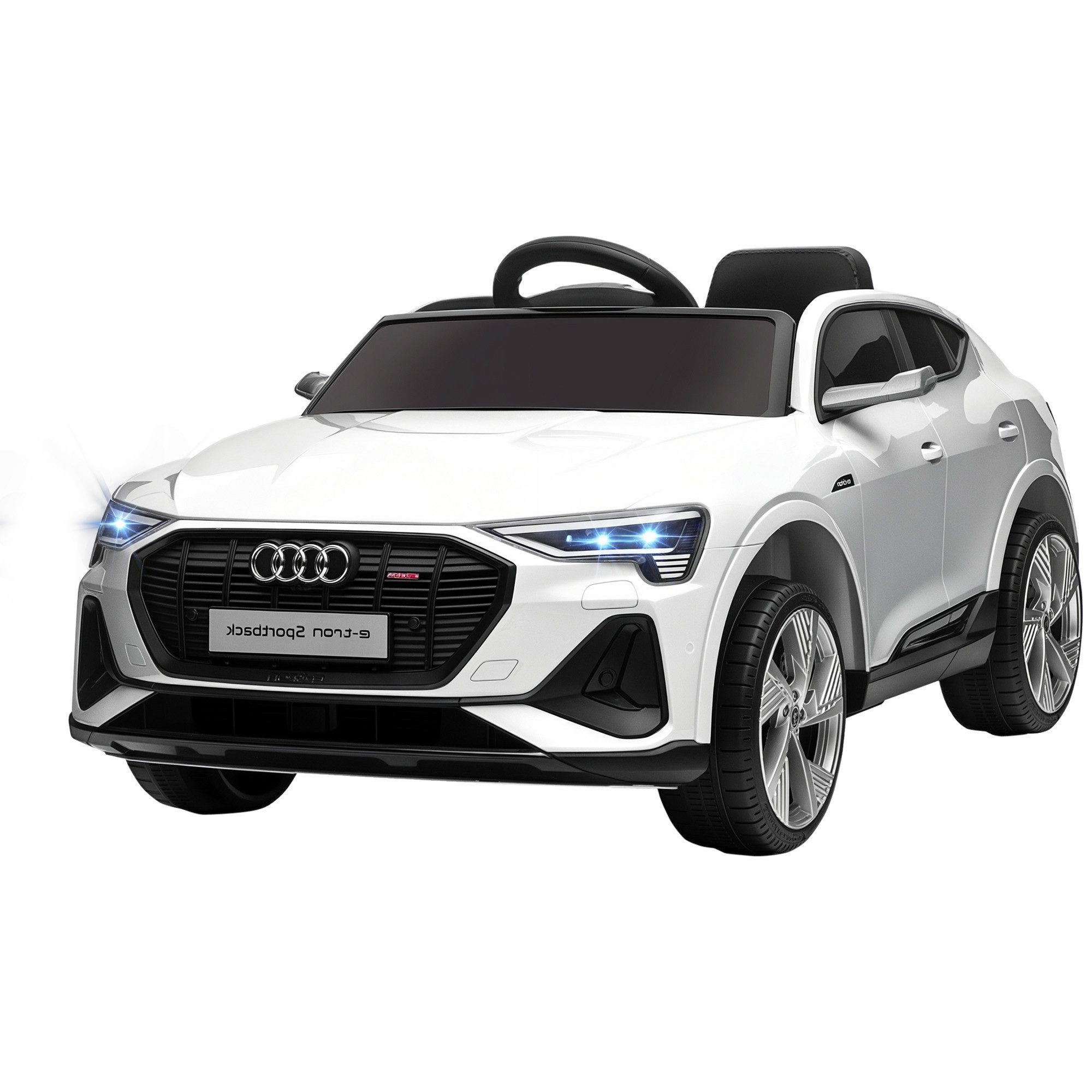 HOMCOM Elektro-Kinderauto 12V Audi E-tron mit Fernbedienung, Musikfunktion, Belastbarkeit 25 kg, (1-tlg), für Außenbereich, Weiß