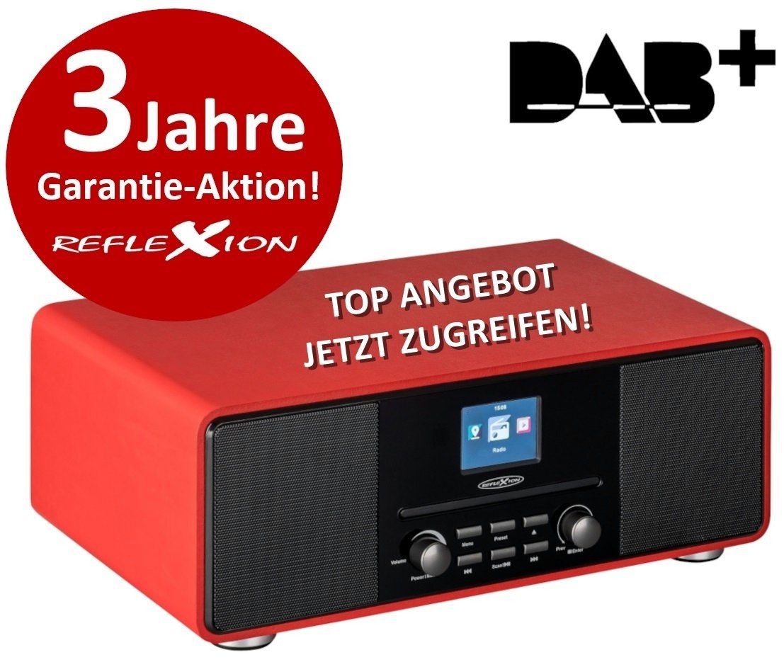 Reflexion HRA19DAB Design DAB+ Radio mit TFT Farbdisplay Digitalradio (DAB) (Digitalradio (DAB), UKW-Radio, 160,00 W, UWK-Radio, AUX, CD-Player, Weckfunktion, Equalizer, Bluetooth)