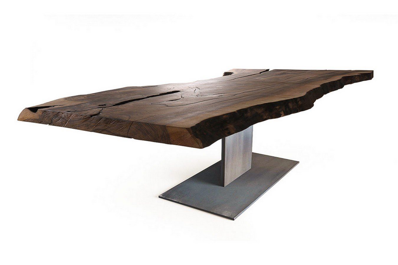 Tischhelden Esstisch Esstisch europäischer Nussbaum Naturkante 213*60/1