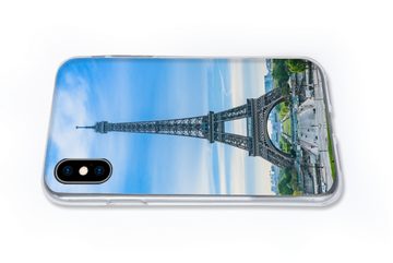 MuchoWow Handyhülle Der Eiffelturm vor einer farbenprächtigen Kulisse, Handyhülle Apple iPhone Xs, Smartphone-Bumper, Print, Handy