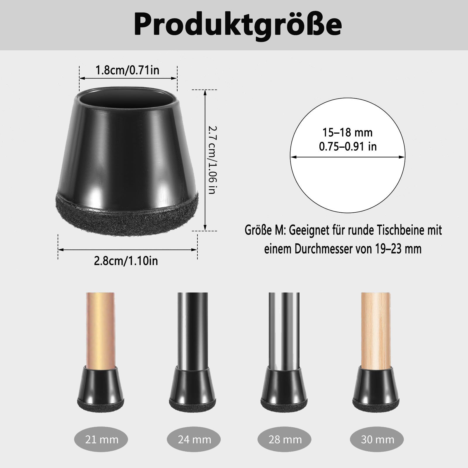 FOUORTUNATE-BEE Stuhlhusse Stuhlbeinkappen, Stuhlbeinschoner mit Filz, Schw günstig online kaufen