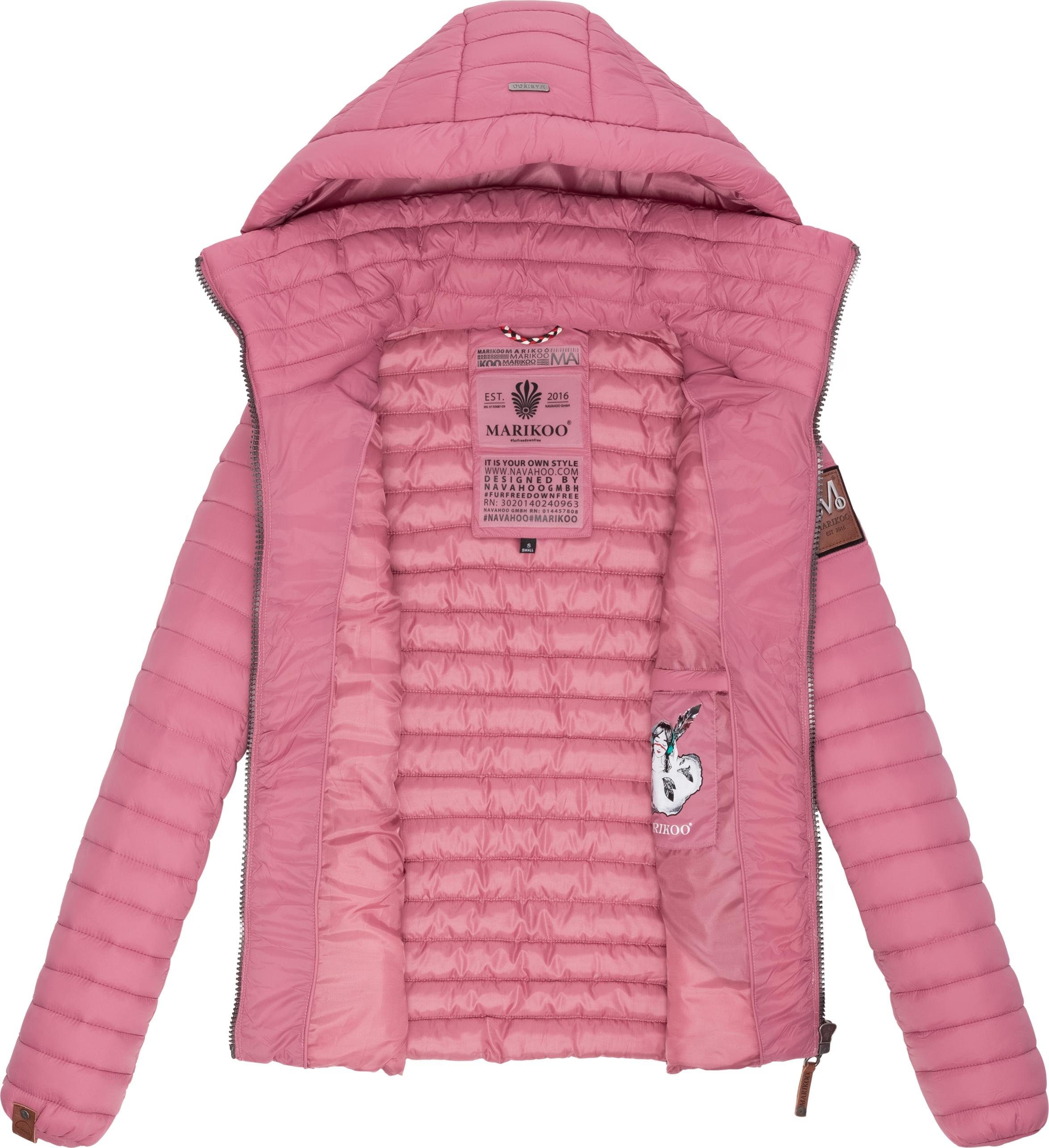 Übergangsjacke Kapuze Löwenbaby Marikoo stylische Steppjacke abnehmbarer mit himbeere