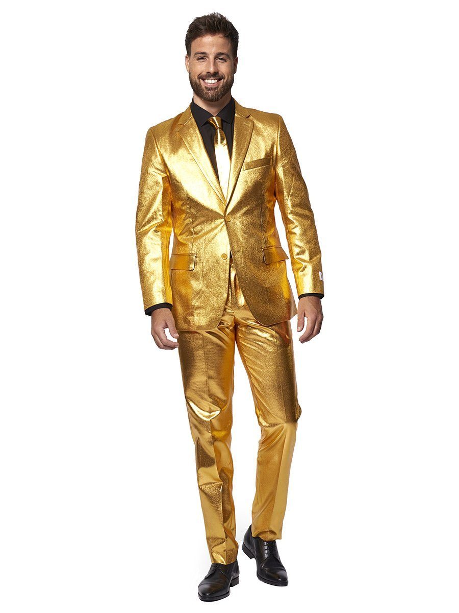 Opposuits Anzug Groovy Gold Kostüm Anzug - für Karneval Silvester Going for Gold: Bling-Bling zum Anziehen