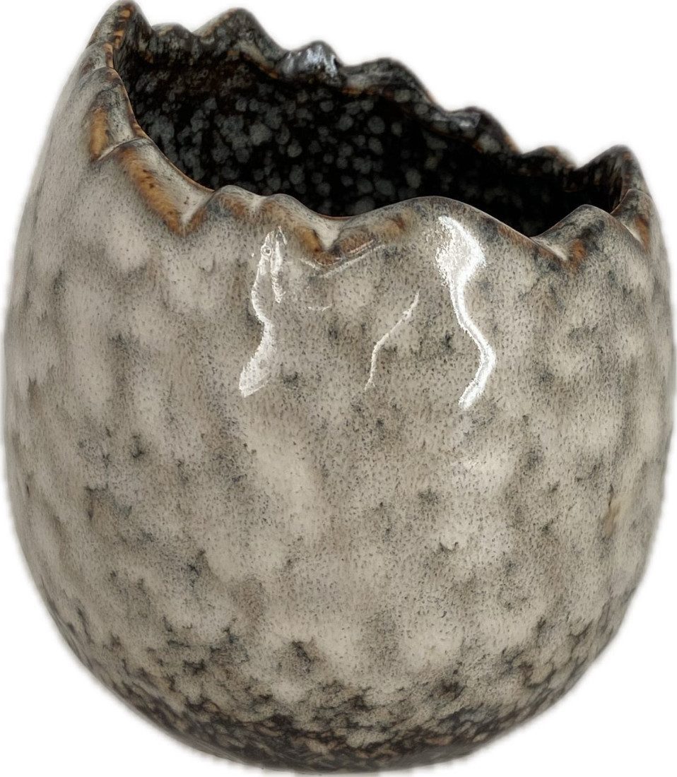 finehomegarden Blumentopf Pflanzei Eierschalen-Pflanzgefäß Keramik Eierschalen-Topf H9,5cm+12cm, grau-grün Ostern Blumentopf H9,5cm+12cm 2Größen wählbar / Paket