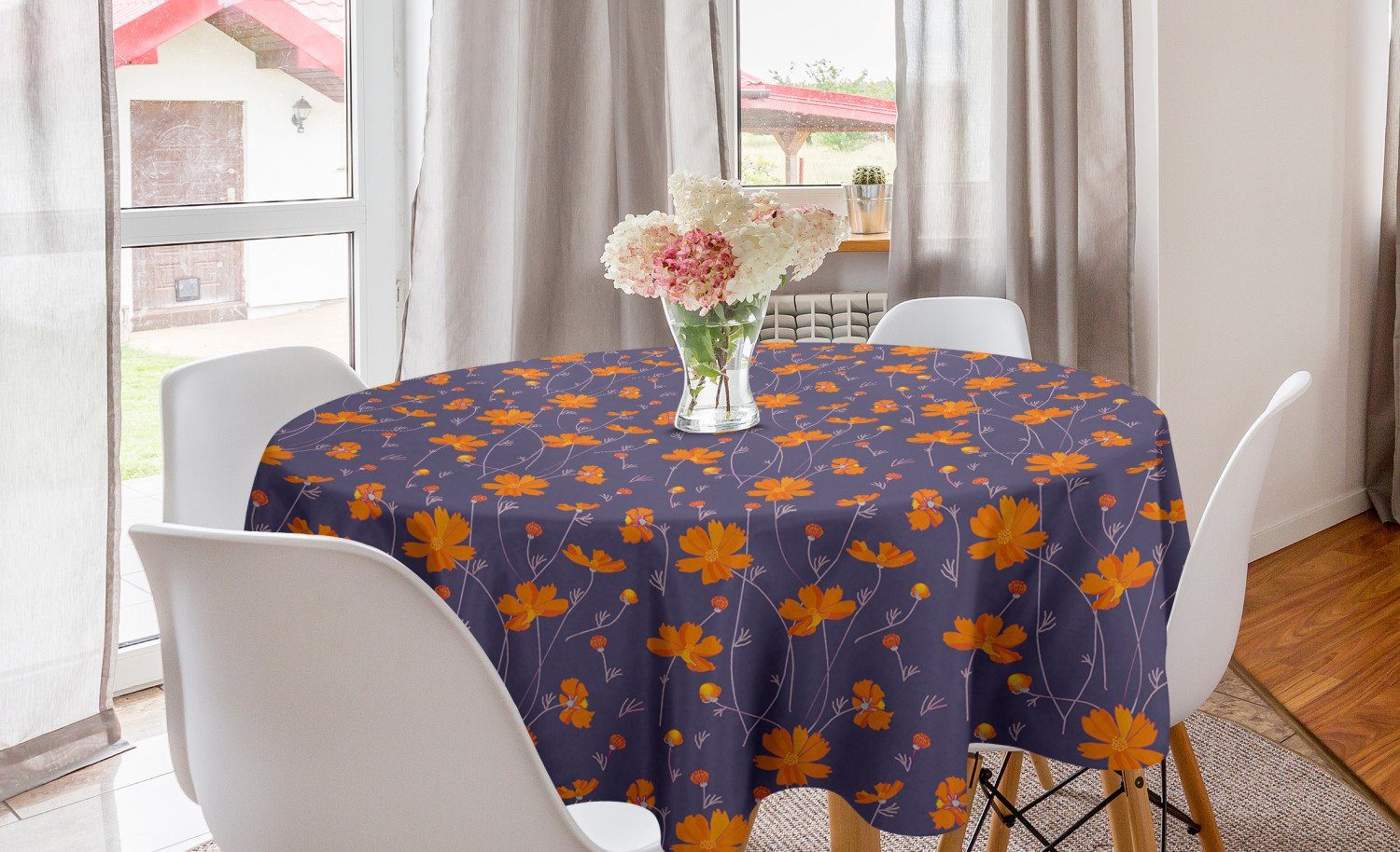 Tischdecke Abdeckung Küche Dekoration, Blumen Kreis Burnt Thin Tischdecke für Abakuhaus Esszimmer Aehrenstiele orange