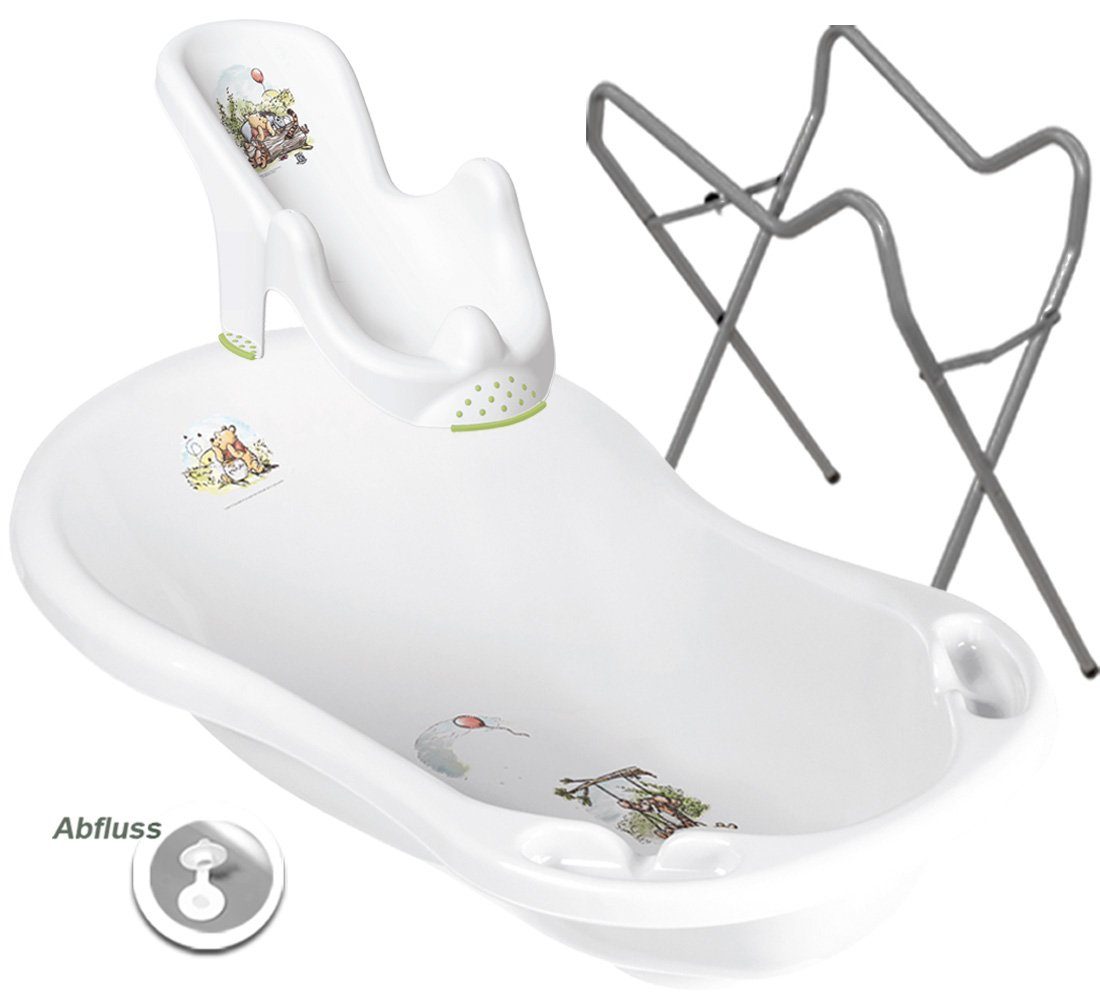 Top-Innovativ Babybadewanne 2 Teile Set – Winnie the Pooh + Gestell Grau - Babybadeset Wanne, (Made in Europe Premium-Set), **Wanne + Sitz + Ständer**