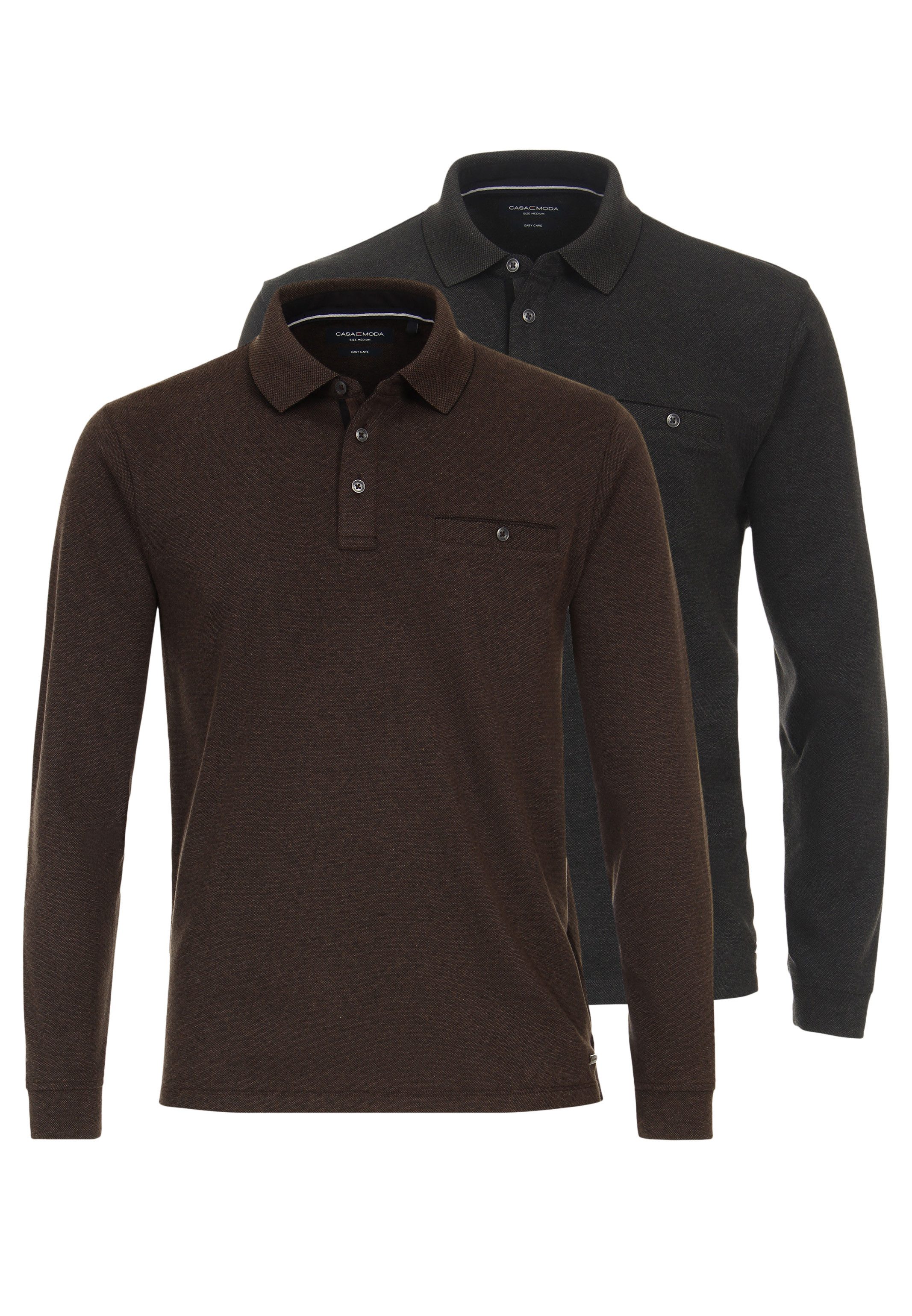 CASAMODA Langarm-Poloshirt 2er Pack Basic (Spar-Set, günstig online kaufen