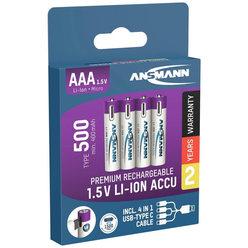 ANSMANN® Li-Ion Akkus AAA 4er Micro Typ, Akku