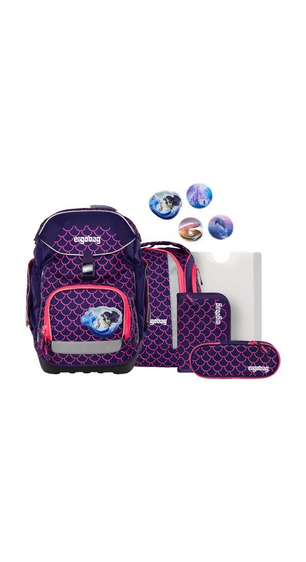 ergobag Schulranzen pack Set (6-tlg., 6-teiliges Set), größenverstellbares Rückensystem