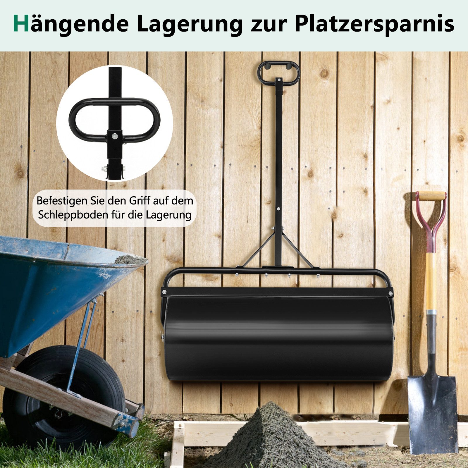 KOMFOTTEU Rasenwalze,90cm Gartenwalze mit Schmutzabweiser