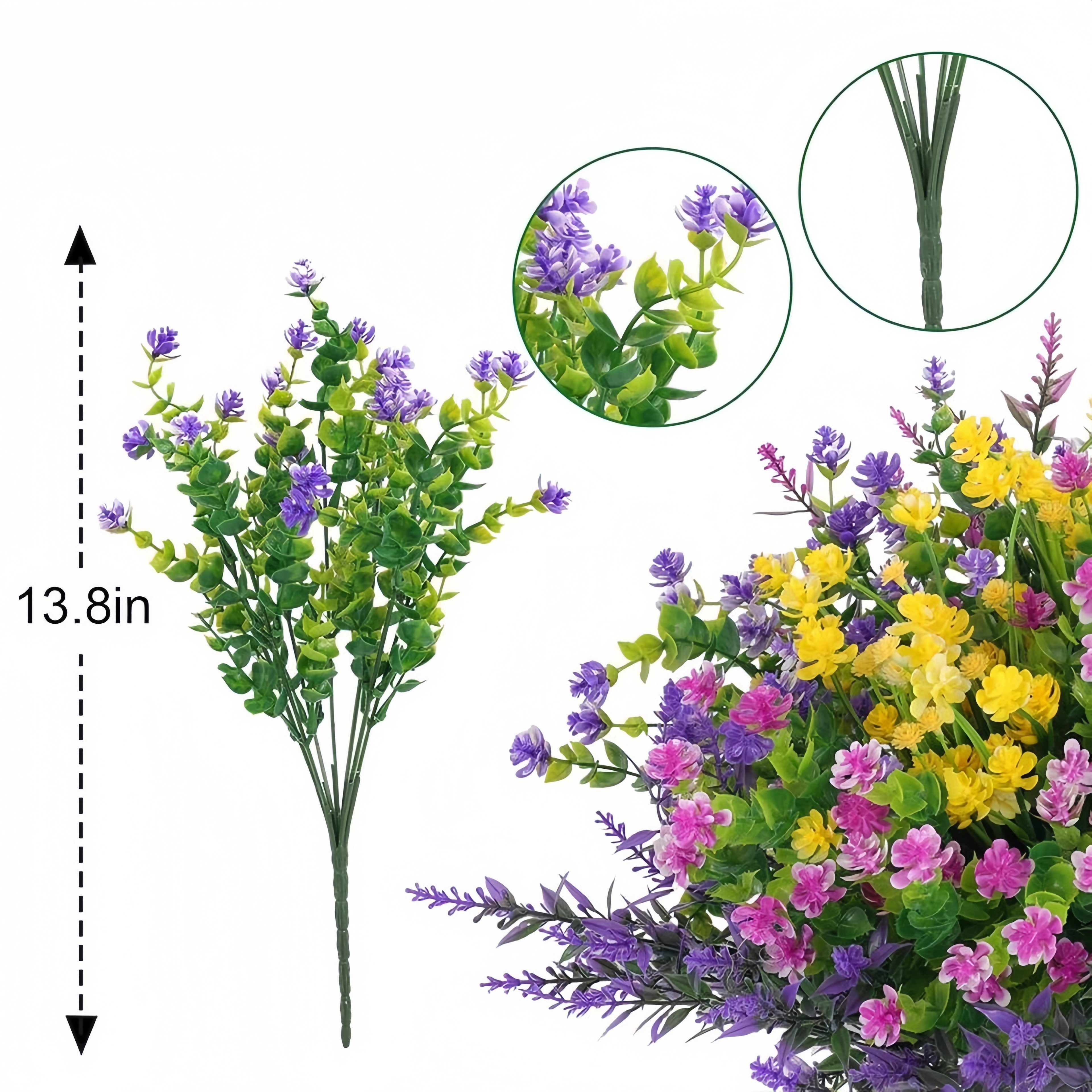 Kunstblumenstrauß 12er Set Kunstblumen – Künstliche Pflanzen für Außen, FOUORTUNATE-BEE, Dekorative Kunstpflanzen als Outdoor-Sträucher