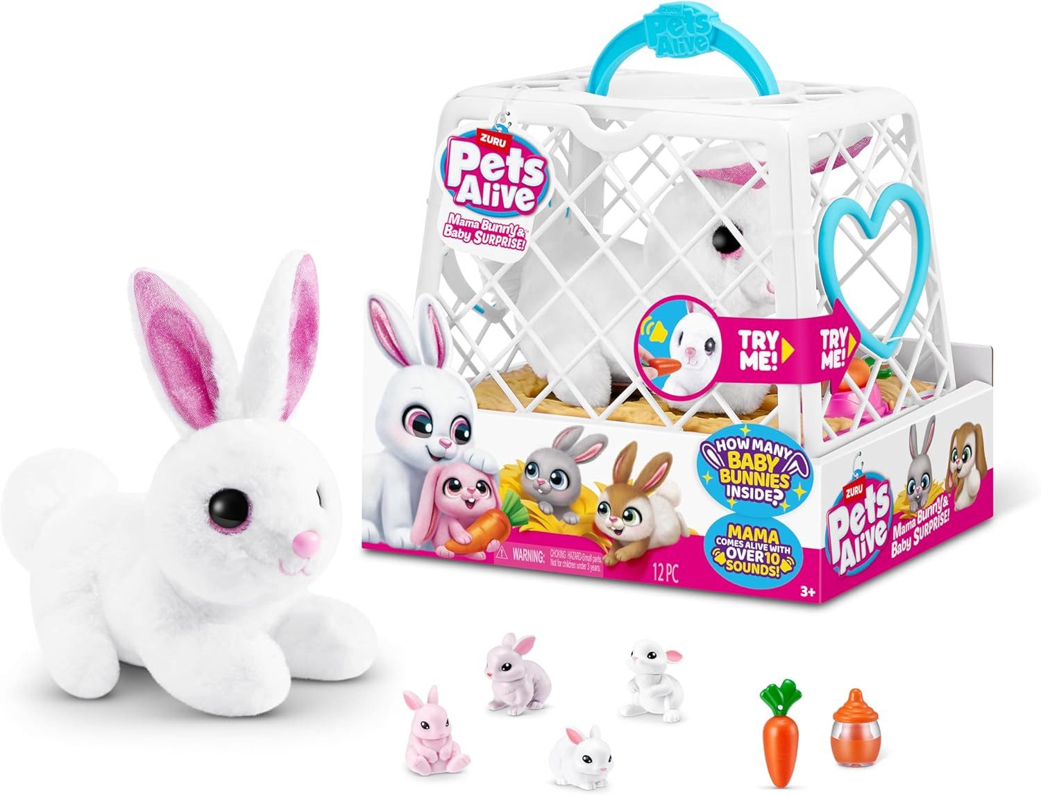 ZURU Robotertier Pets Alive Mama Bunny Surprise Plüsch-Hase - Elektronisches Haustier