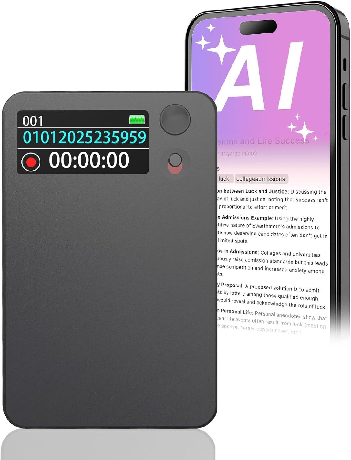 SpionProfi 64GB KI Diktiergerät Mini Slim mit Schreibfunktion Ton Aufnahmegerät Digitales Diktiergerät (Voice Recorder der 112 Sprachen übersetzen kann - Bluetooth 5.2 & App)