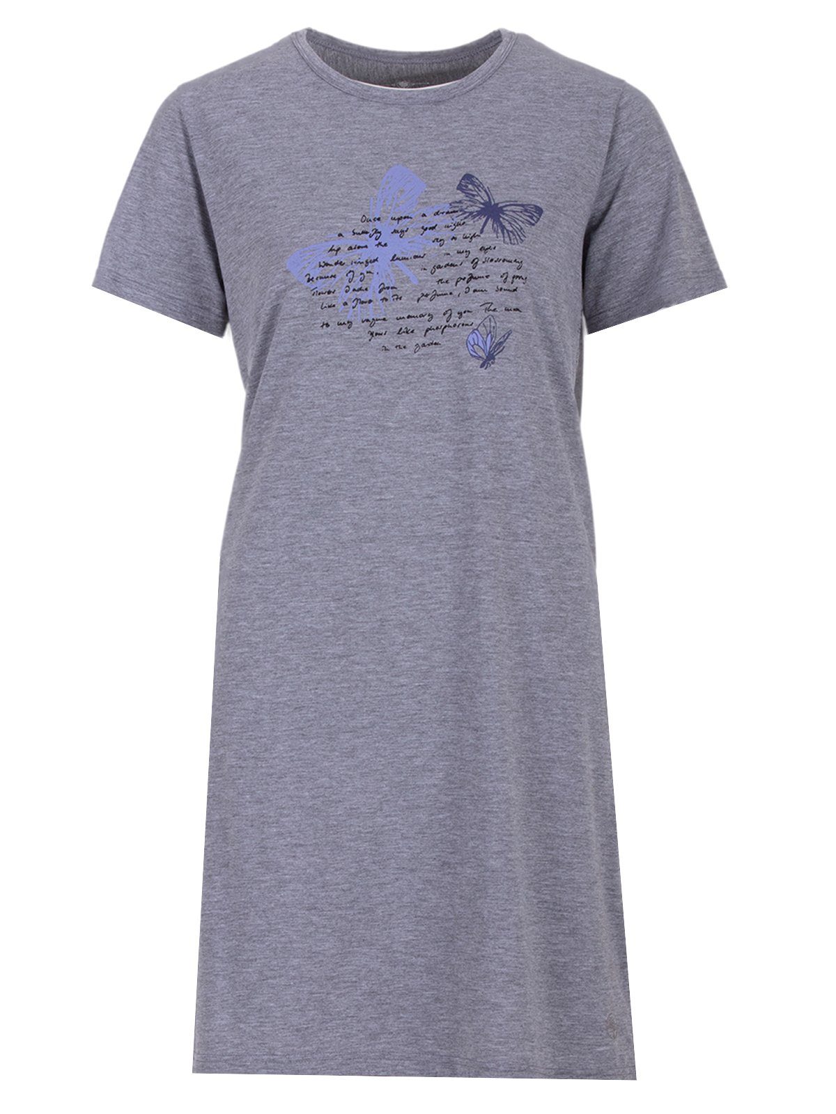 zeitlos Nachthemd Nachthemd grau Blumenranken Kurzarm 
