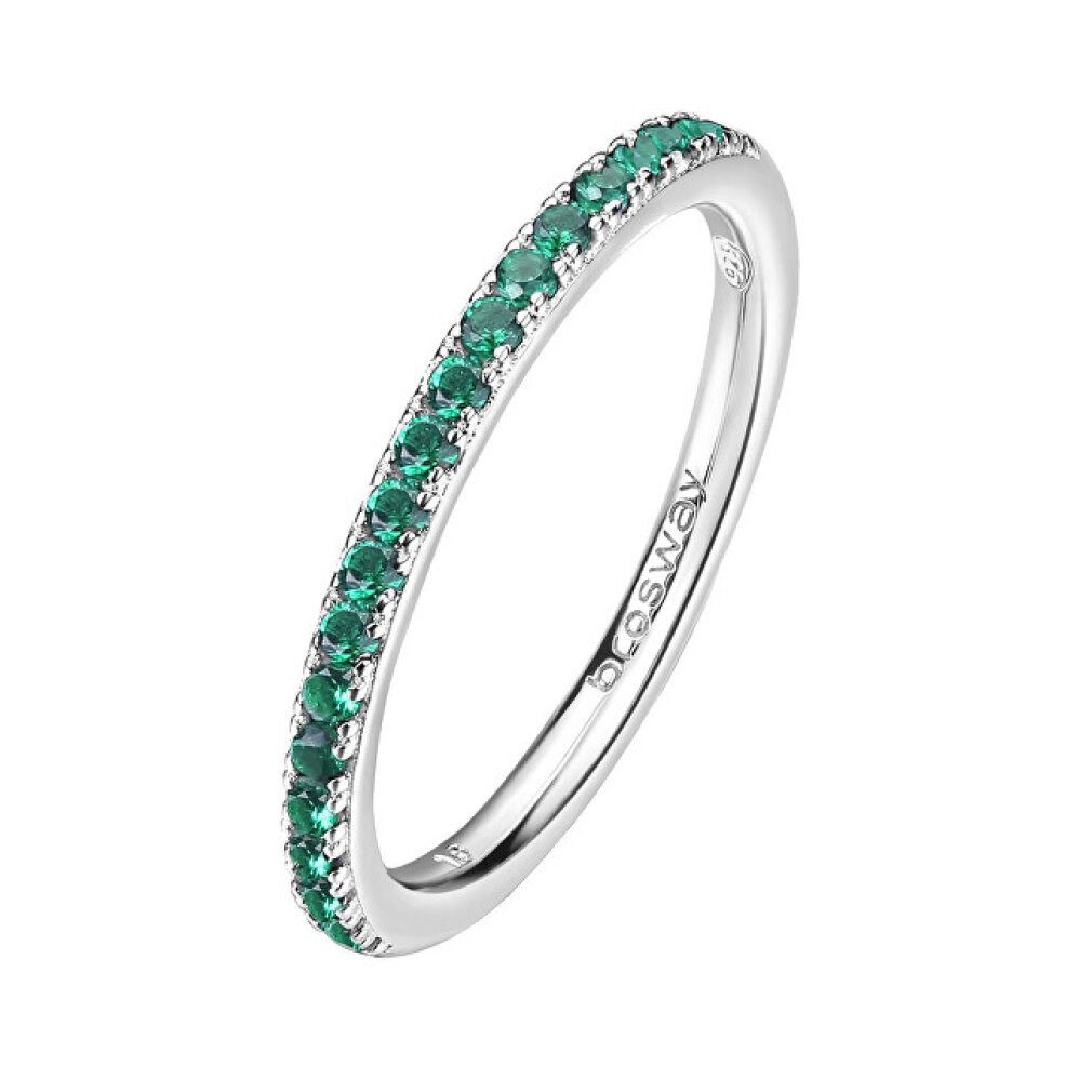 Brosway Fingerring Fancy Life Grün FLG65 Funkelnder Silberring - Kreislauf: 50 mm