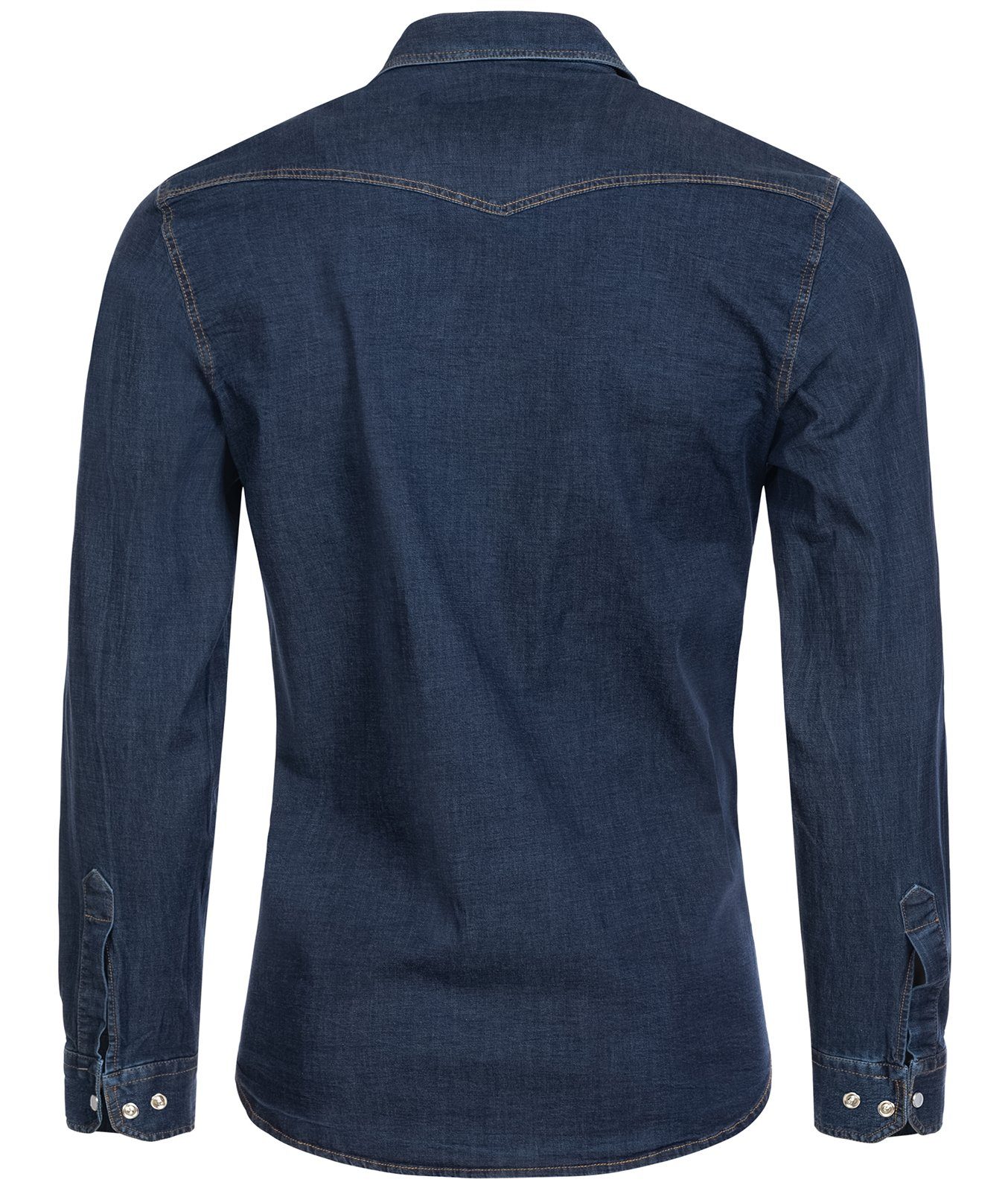 Rock Creek Jeanshemd Herren Jeanshemd Dunkelblau H-200A