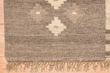 Wollteppich Kelim Teppich handgewebt mehrfarbig, morgenland, rechteckig, Höhe: 6 mm, Kurzflor