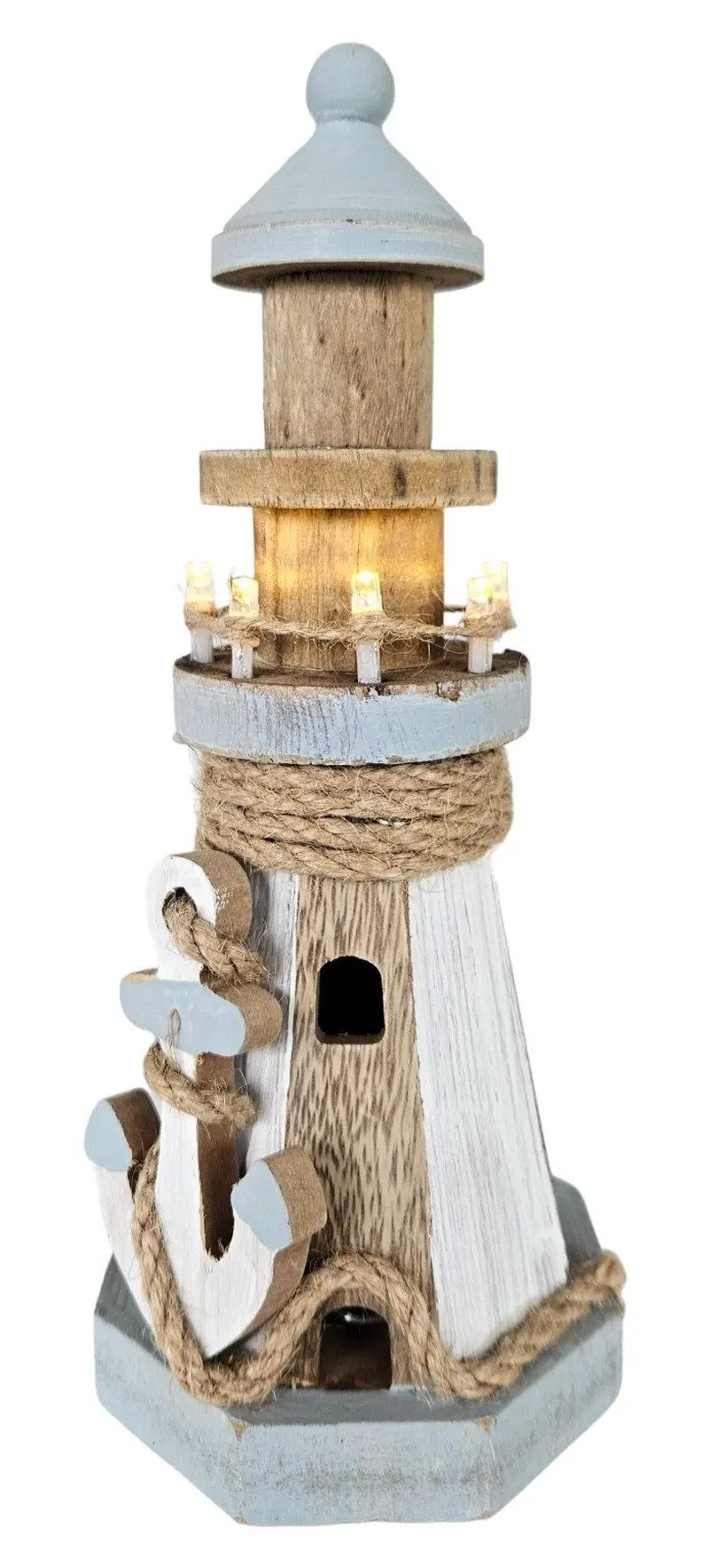 Meinposten Fensterdekoration Leuchtturm beleuchtet Holz LED günstig online kaufen