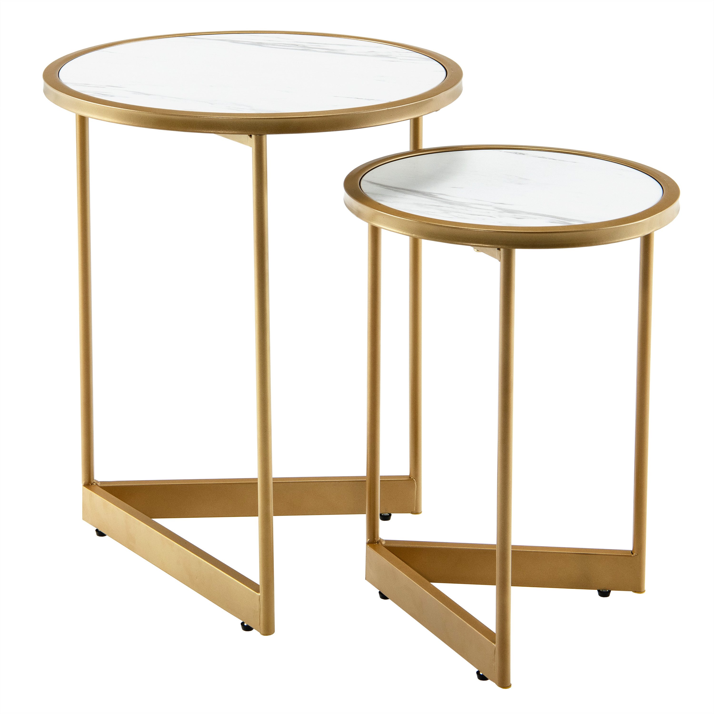 COSTWAY Couchtisch Marmoroptik (2-St), mit goldfarbenem günstig online kaufen