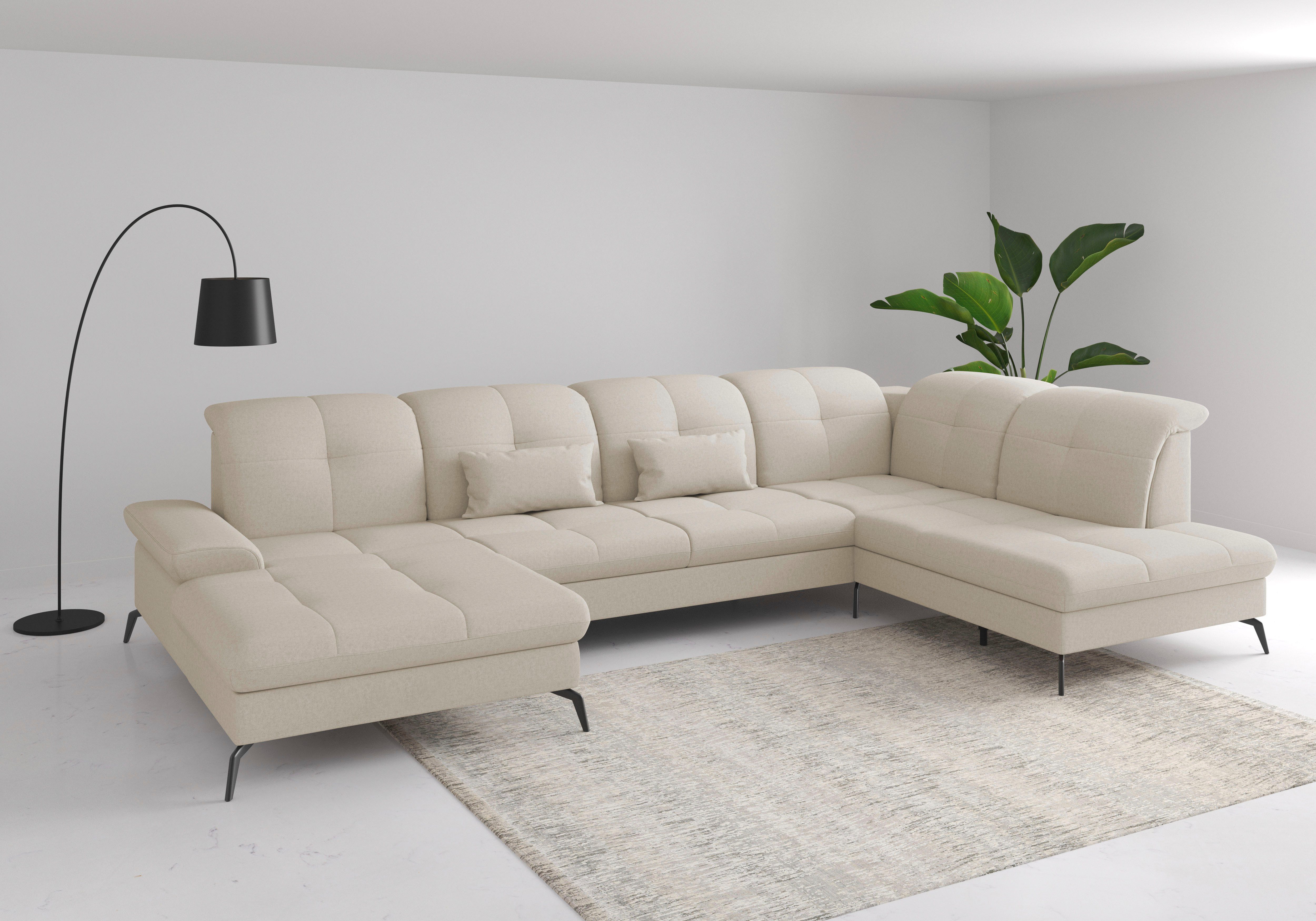 sit&more Wohnlandschaft Amica, U-Form, inkl. Sitztiefenverstellung und Armteilverstellung, wahlweise mit Kopfteilverstellung, Bettfunktion und Bettkasten