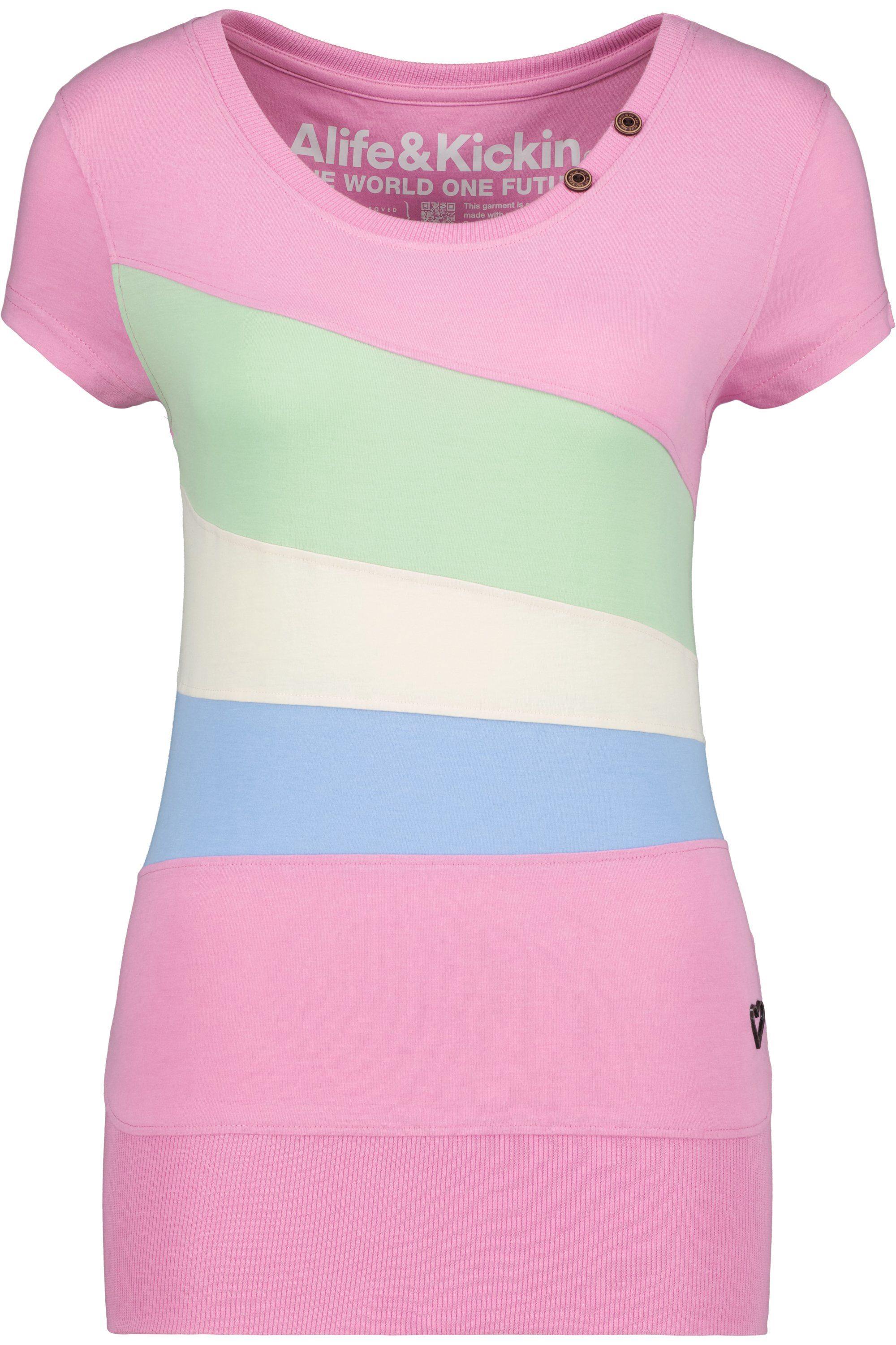 Alife & Kickin Rundhalsshirt ClementinaAK Shirt bubblegum Damen melange Shirt Kurzarmshirt, A