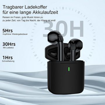 NZKEEYZI Kabellos Bluetooth 5.3 mit 4 ENC Noise Cancelling Mic 30 std Spielzeit In-Ear-Kopfhörer (IPX7 Wasserdichtigkeit für schweißfreies Training und Outdoor-Abenteuer., ENC Lärmreduzierung, IP7 Wasserdicht für Arbeit USB-C Schnellaufladung)