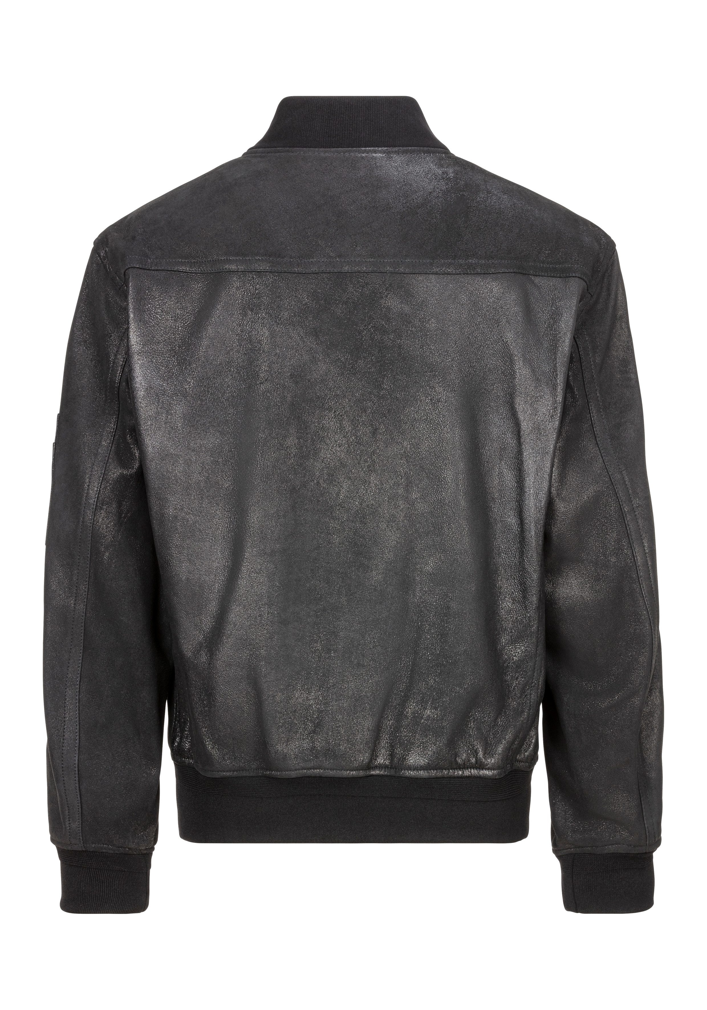 BOSS ORANGE Lederjacke Jotaco mit Ärmeltasche, Lederjacke von Boss