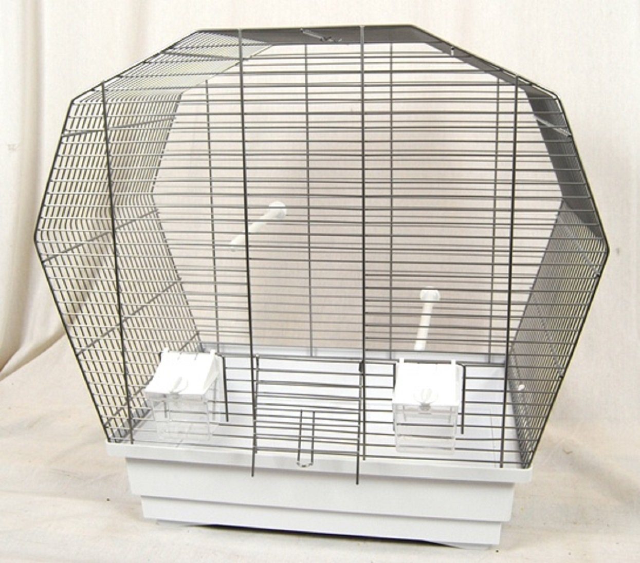 Ollesch Vogelkäfig Vogelkäfig Vogelheim für Sittiche chrom weiß 57 cm