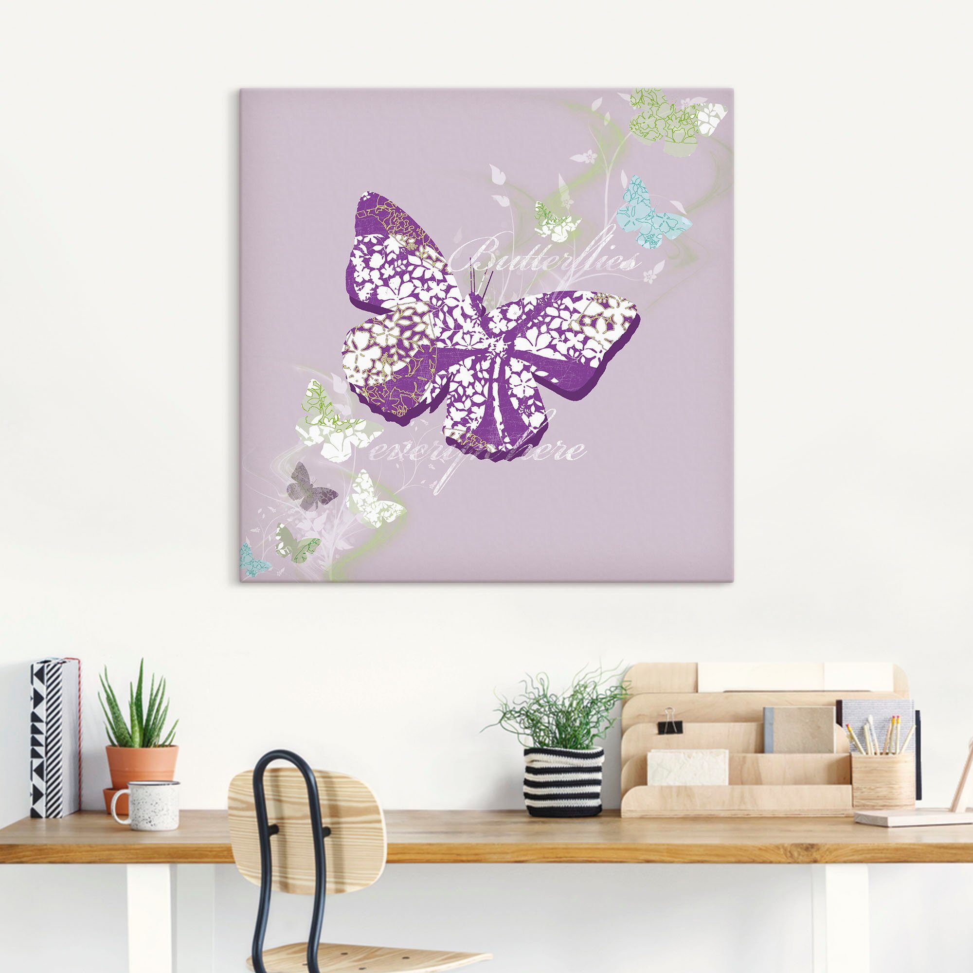 (1 Wandbild als Insekten Größen Alubild, Leinwandbild, in in Artland oder Wandaufkleber St), versch. Schmetterlinge Poster violett,