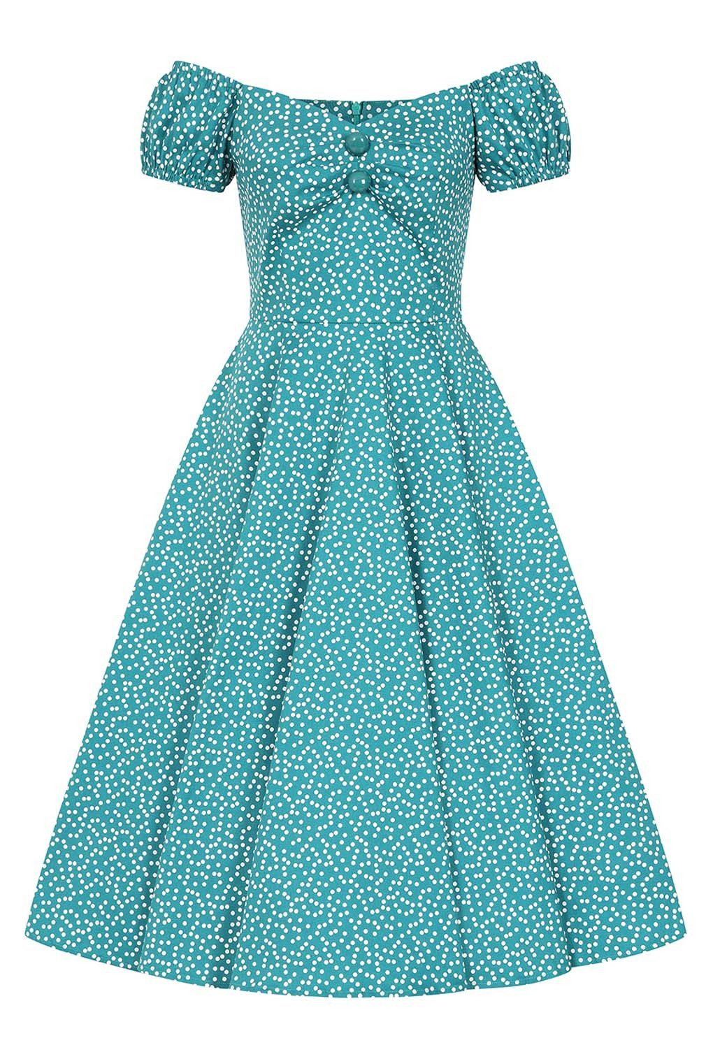 Hearts & Roses London A-Linien-Kleid Lila Polka Dot Gepunktet Vintage Retro 50er