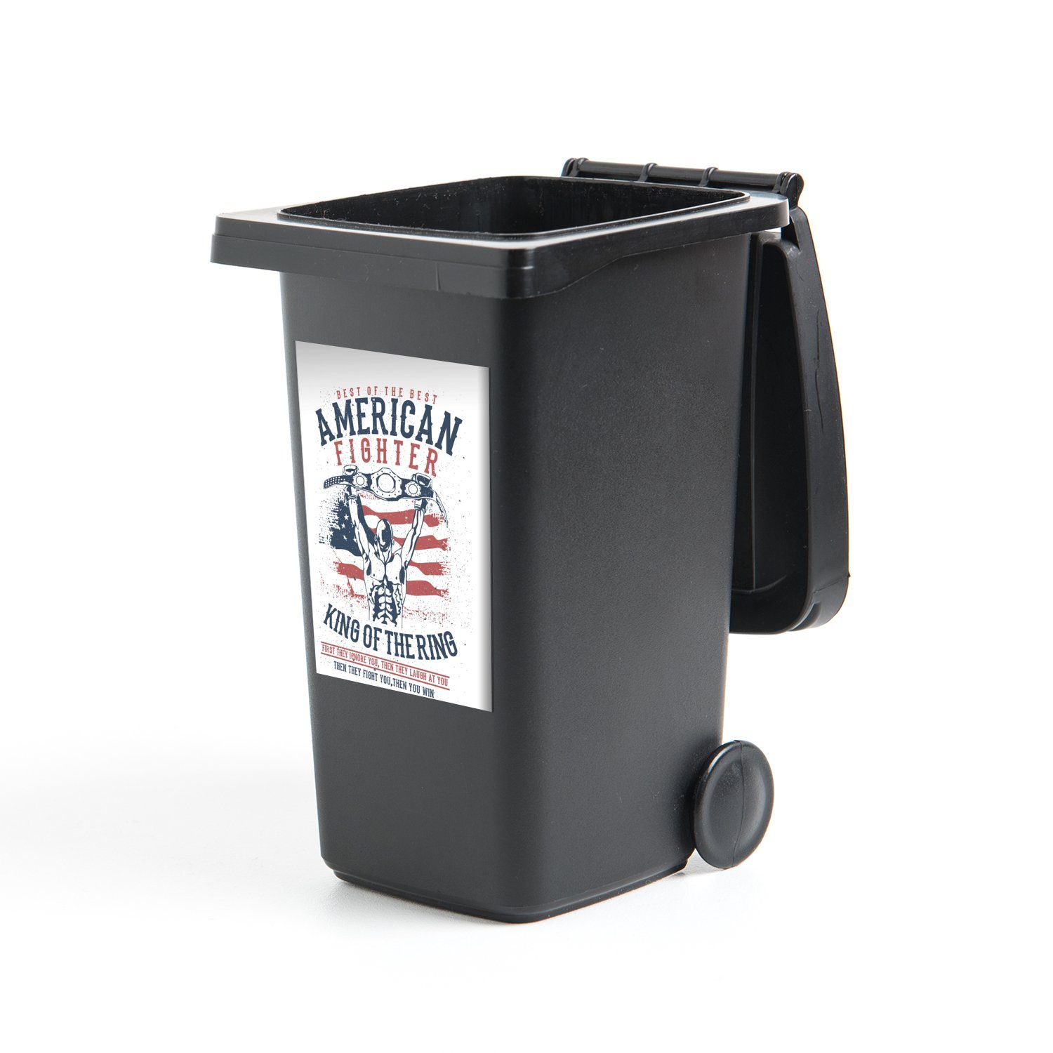 MuchoWow Wandsticker Mancave Vintage St), - Container, Abfalbehälter Sticker, - Boxen - (1 Mülltonne, Mülleimer-aufkleber, Kampfsport