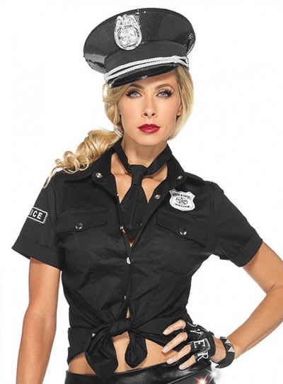 Leg Avenue Kostüm Polizei Hemd Dame, Körperbetonendes Stretchhemd im betörenden Uniform-Look