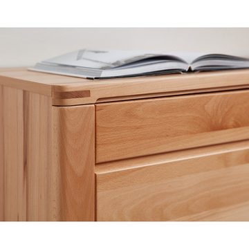 Lomadox Highboard NEWTON-36, Front Kernbuche massiv, LED-Beleuchtung, B/H/T ca. 127/137/40 cm