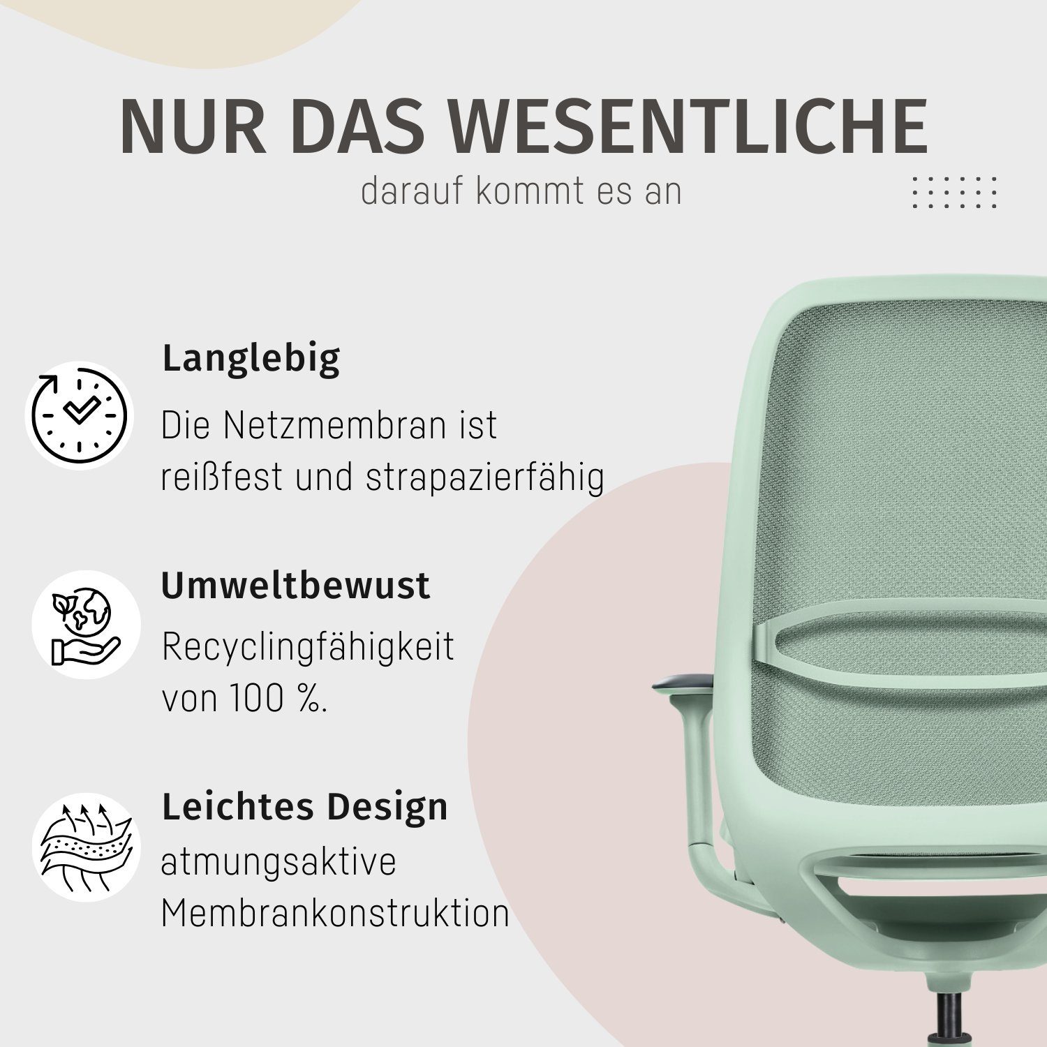 Design) Zeitloses | Netzmembran Bürostuhl (automatischer grün und mit Drehstuhl und aus se:air: grün Lordosenstütze, Gewichtsanpassung sedus Mulitfunktionsarmlehnen, filigranes