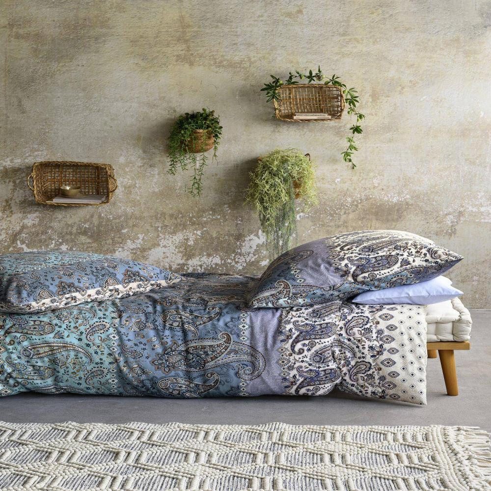 Irisette Bettwäsche Feinbiber Bettwäsche Gwendolyn in Blau 155 x 220 cm, Fe günstig online kaufen