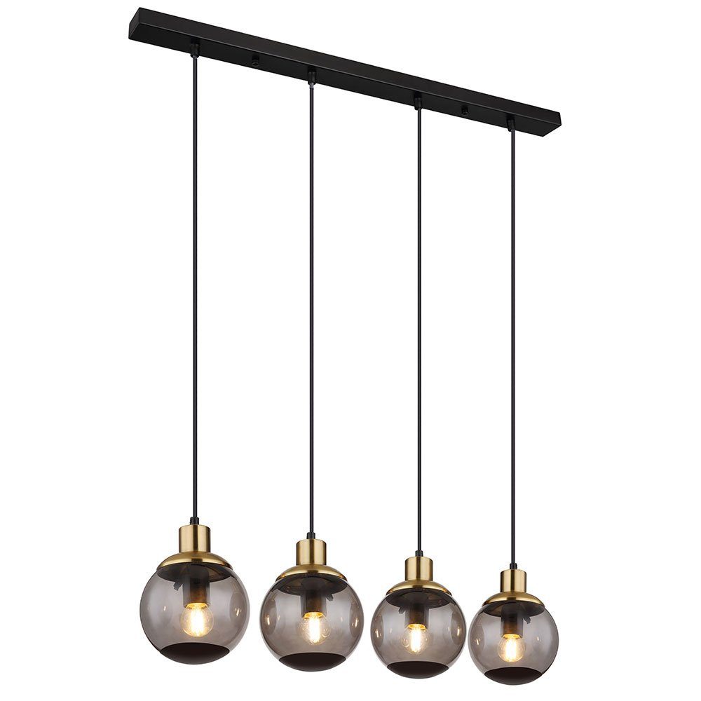 GLOBO LIGHTING Hängeleuchte, Leuchtmittel nicht inklusive, Warmweiß, Hängelampe Glas modern Pendelleuchte Rauchglas Hängeleuchte schwarz, 4