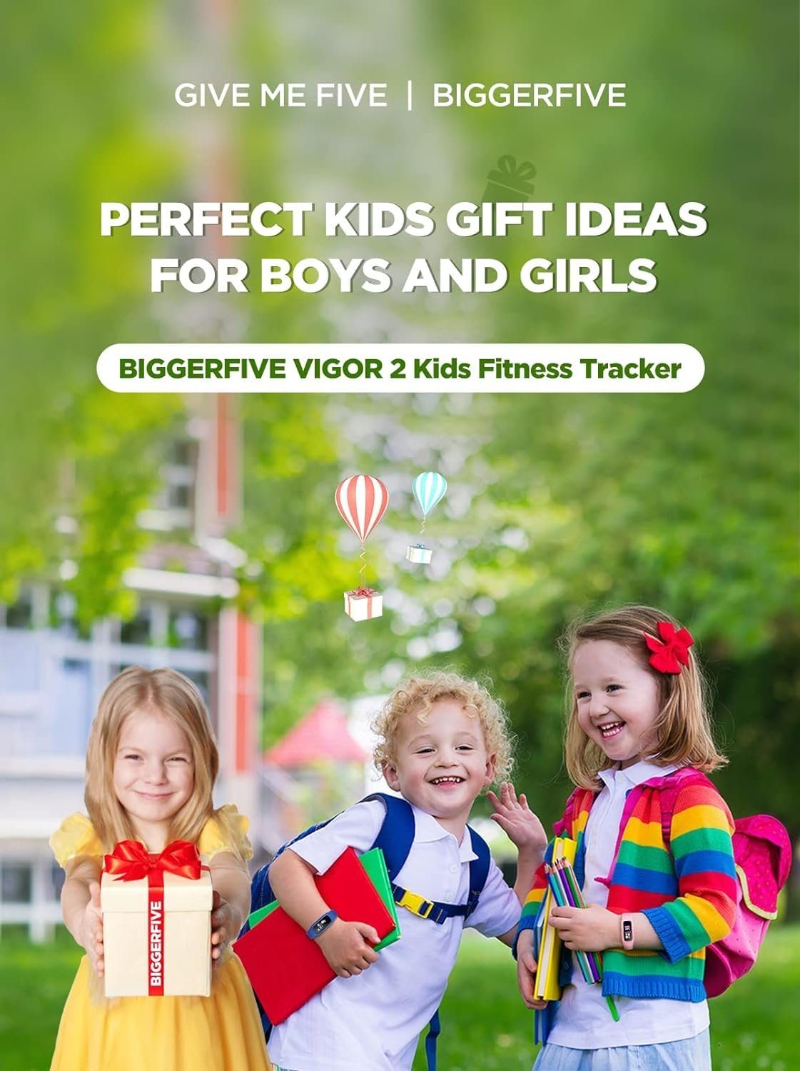 BIGGERFIVE Fitnessband (Android iOS), Aktivitätstracker Pulsuhr Tracker für Fitness Schrittzähler Kinder Uhr
