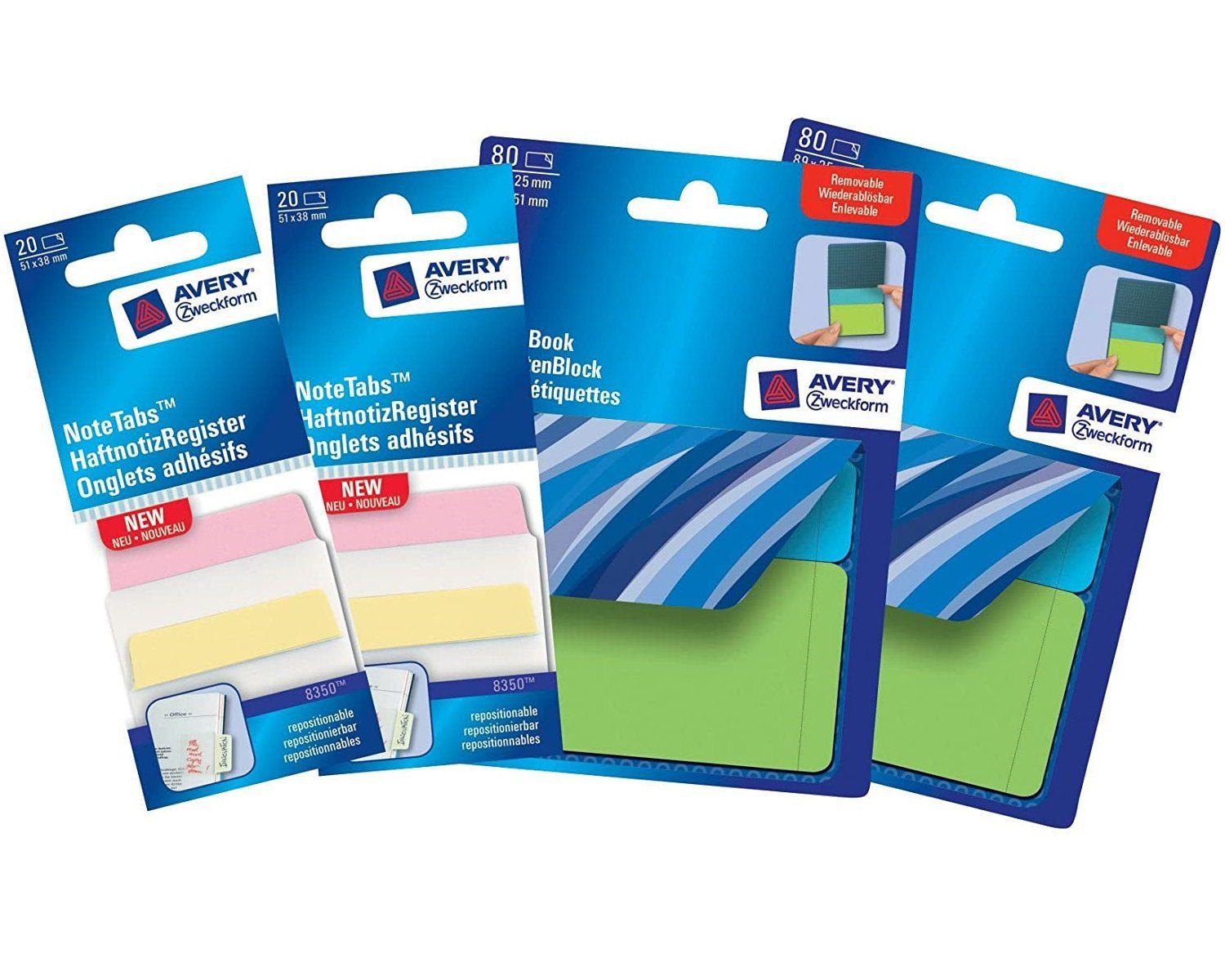 Haftnotizblock Pack Haft-Notizen + Haftnotiz-Register