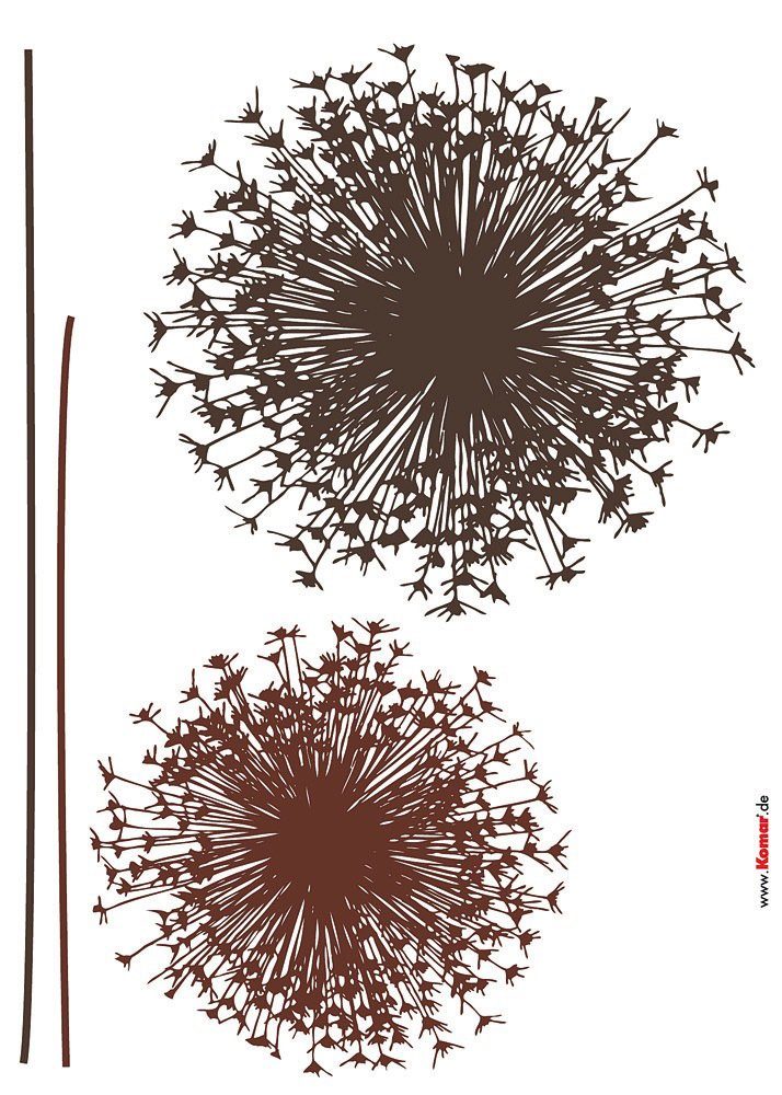 Komar Wandtattoo selbstklebendes 50x70 (Breite (4 Pusteblume cm Wandtattoo Höhe), St), x