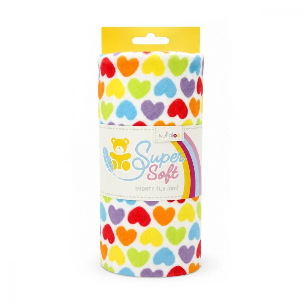 kullaloo Stoff - Super Soft SHORTY Rainbow Love Hearts (0,75 m x 1 m)