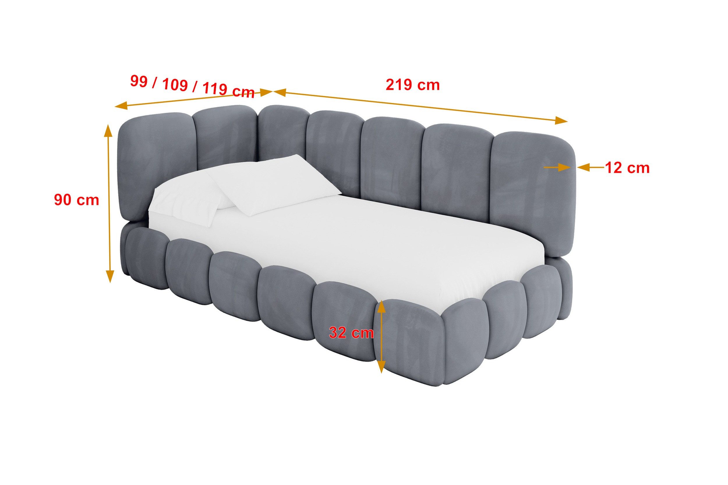 ALTDECOR Jugendbett AVRY (Jugendbett mit Bettkasten und Lattenrost, Polsterbett ohne Matratze), Einzelbett mit Stauraum, Bett mit Kopfteil – Bild 4 von 5