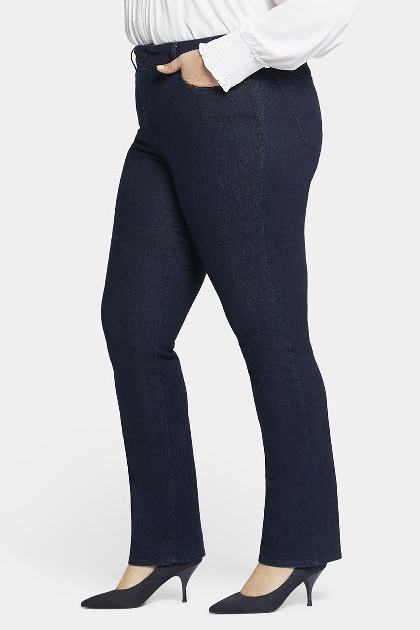 NYDJ Straight-Jeans Marilyn Straight Jeans Plus Dunkelblauem Premium Denim